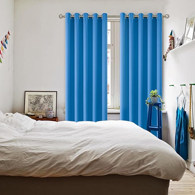 BGment Room Darkening Curtains 84 Inches Long - Grommet Thermal Insulated Drapes Window Treatment Curtains for Bedroom, 2 Panels, 70 x 84 Inch, Classic Blue