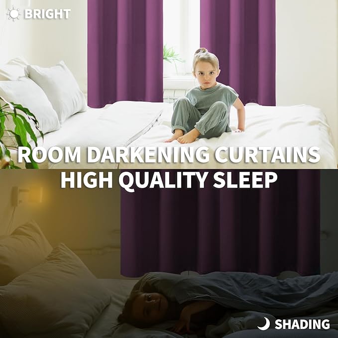 BGment Room Darkening Curtains 84 Inches Long - Grommet Thermal Insulated Drapes Window Treatment Curtains for Bedroom, 2 Panels, 42 x 84 Inch, Eggplant Purple