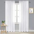 DWCN White Sheer Curtains 120 inches Length, Extra Long Voile Drapes, Rod Pocket Large Window Treatments for Patio Door/Living Room, 2pcs, Each W52 x L120