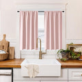 RYB HOME 100% Blackout Short Curtains for Small Window, Thermal Insulated Total Room Darkening Noise Reducing Curtains for Kitchen Bathroom Basement, 42 inches Wide by 45 inches Long, Baby Pink