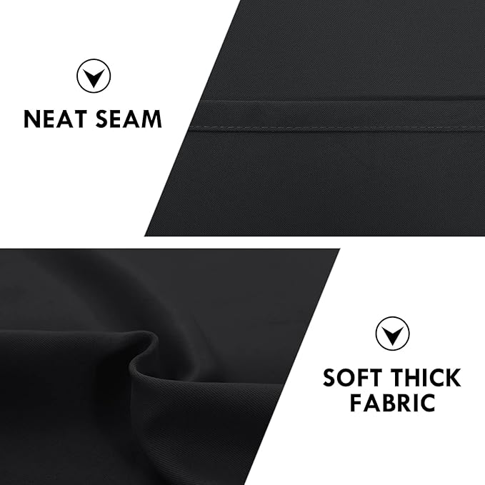 DWCN Blackout Curtains for Living Room Thermal Insulated, Energy Saving & Noise Reducing Bedroom Curtains, Black, W 70x L 72 Inch, Set of 2 Rod Pocket Curtain Panels
