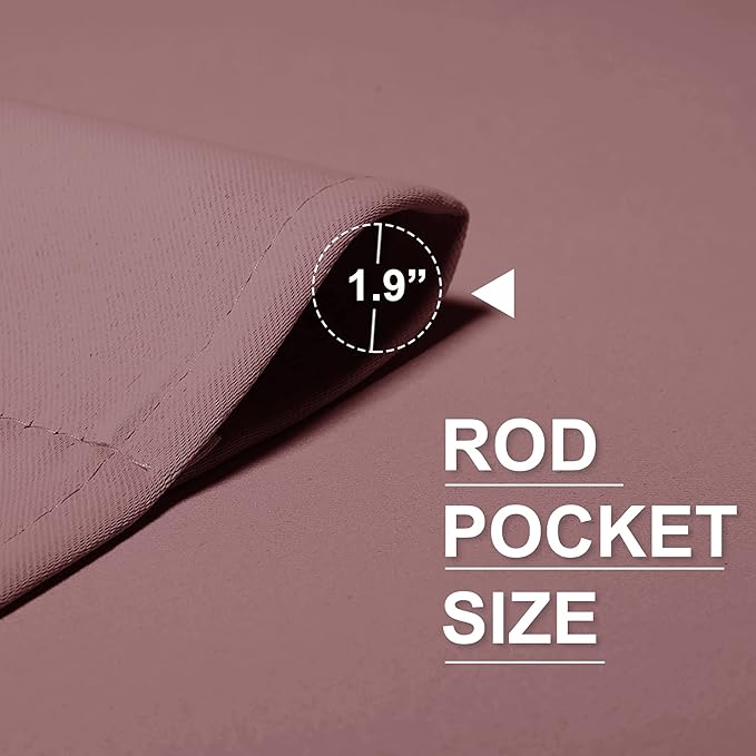 RYB HOME Blackout Privacy Bathroom Window Curtains, Short Thermal Insulated Heat Blocking Privacy Rod Pocket Half Window Curtain Tiers for Nursery Bedroom, Width 42 by Length 30, Dusty Rose, 2 Panels