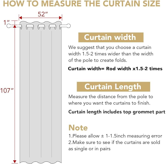 H.VERSAILTEX Living Room Linen Curtains Home Decorative Nickel Grommet Semi Sheer Curtains Privacy Added Energy Saving Light Filtering Window Treatments Draperies for Bedroom, Ivory, 52x108, 2 Panels