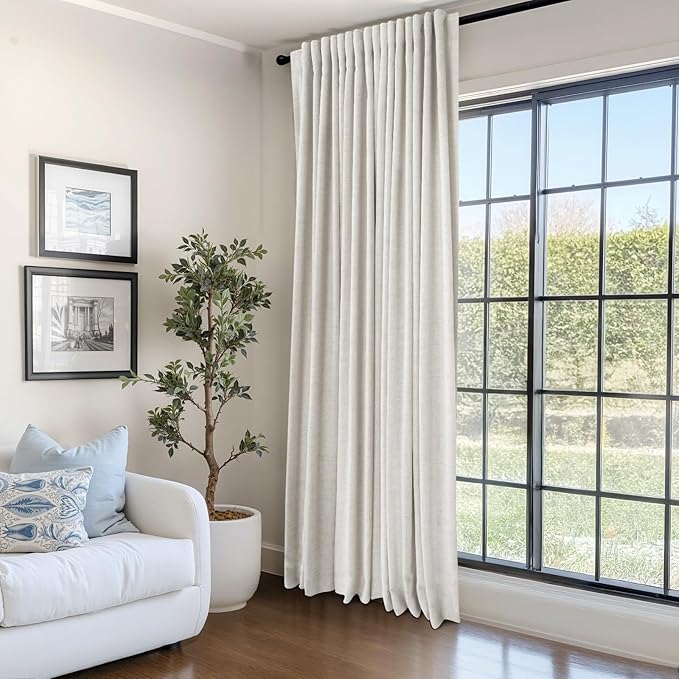 100% Blackout Shield Linen Blackout Curtains for Bedroom 90 Inches Long, Back Tab/Rod Pocket Living Room Drapes, Thermal Insulated Blackout Curtains 1 Panel Set, 100" W x 90" L, Beige