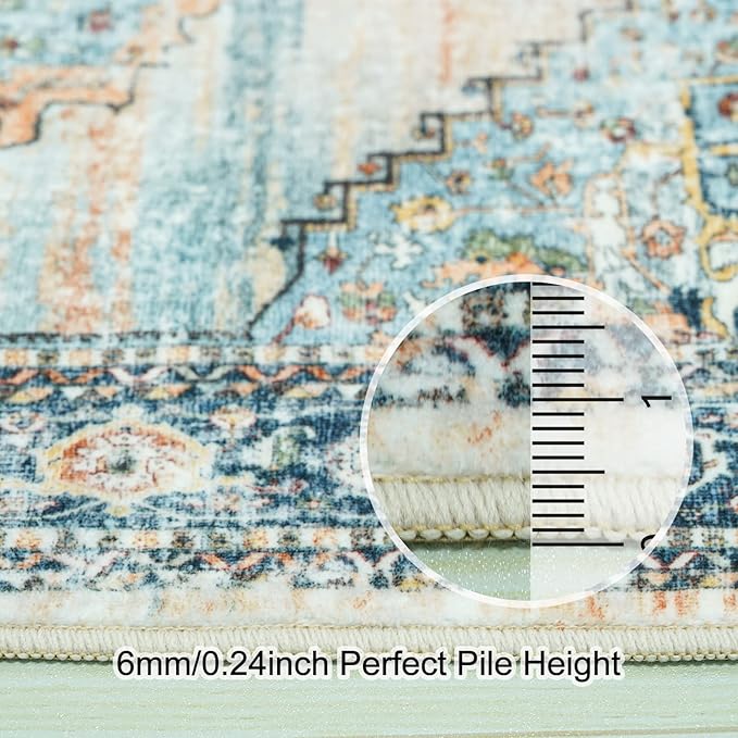 Washable Hallway Runner Rug 2x3 - Runner Rug Kitchen Rugs and Mats Non Skid Washable Waterproof Carpet Runner for Living Room Bedroom Bathroom (Blue, 2X3)