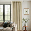 IVAPUPU 60 Inch Extra Width Pinch Pleat Curtains for Living Room, Linen Sheer Pleated Curtain Light Filtering Privacy Back Tab Drapes with Hooks Rings for Sliding Door, 1 Panel, W60xL102, Grey Beige