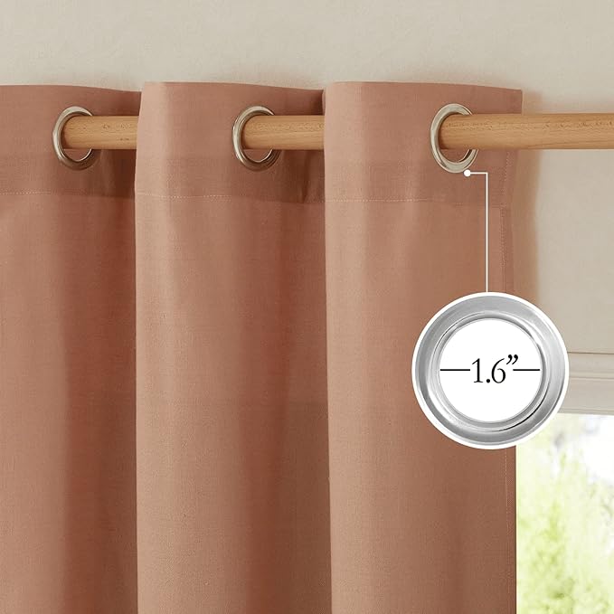 NICETOWN Terracotta Thick Linen Curtains 72" Length, Grommet Privacy Window Treatments Linen Weave with Light Penetration Vertical Drapes for Farmhouse/Home Office, W42 x L72, 2 Panels