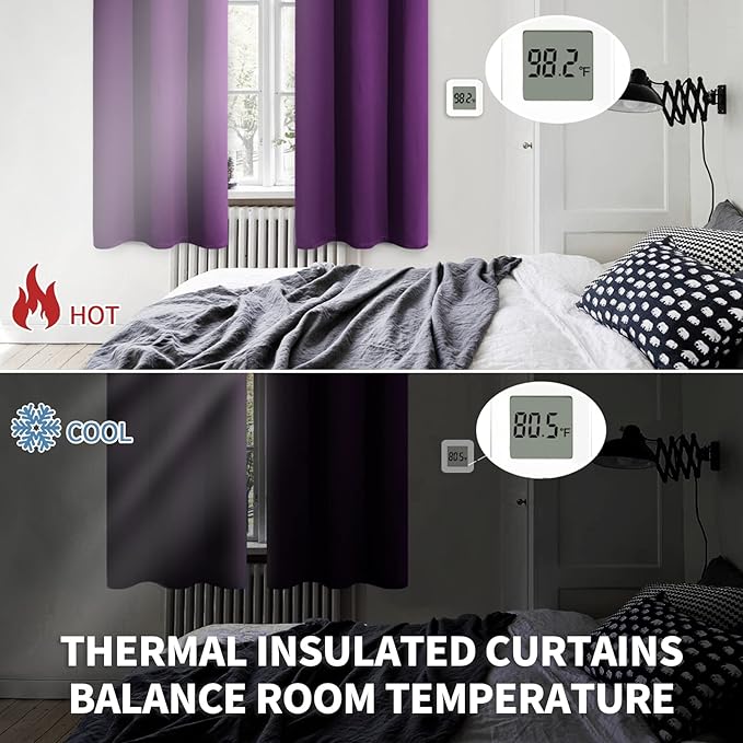 BGment Blackout Curtains for Bedroom - Grommet Thermal Insulated Room Darkening Curtains for Living Room, Set of 2 Panels (52 x 72 Inch, Purple)