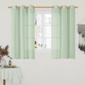 LAMIT Fresh Green Linen Sheer Curtains 45 inch for Kitchen, Soft Thick Light Filtering Boho Decor Neutral Drapes with Bronze Grommet for Basement/Window, 2 Panels, 34 x 45 Inch