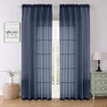 Lecloud Navy Blue Sheer Curtains 90 Inches Long 2 Pcs, Soft Airy Light Filtering Home Decor Living Room Curtains for Bedroom, Rod Pockets Window Treatments Solid Drapes, Each Panel 59" W x 90" L