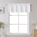 Chyhomenyc White Short Curtain Valance for Windows, Faux Linen Textured Half Window Curtains, Burlap Solid Topper Small Curtain Valance for Bathroom Laundry Basement, 60Wx16L Inch, 1 Piece