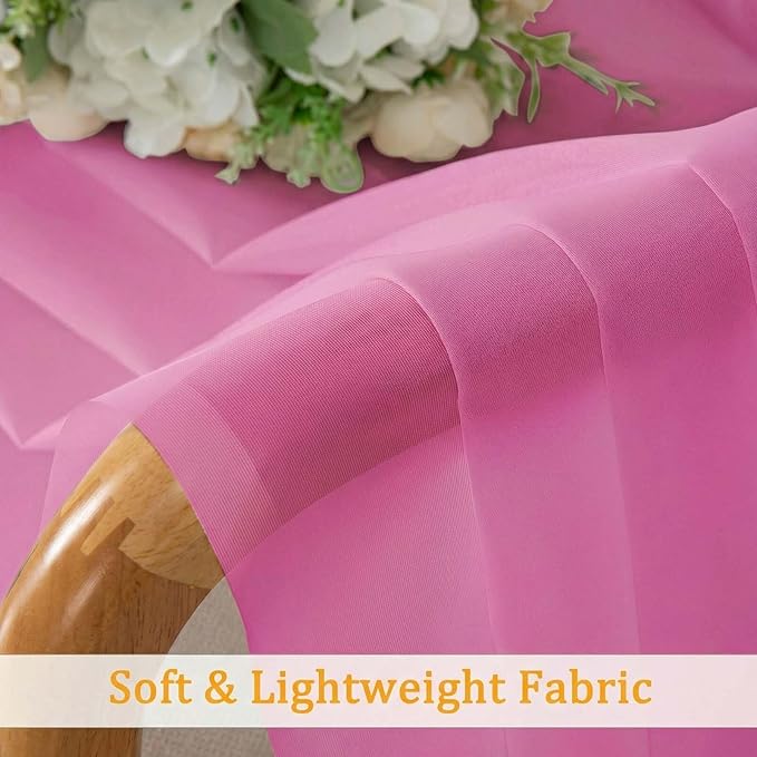 Gwine Sheer Curtains 96 Inches Long - Light Filtering Rod Pocket Window Curtain Panels for Bedroom, Elegant Soft Voile Living Room Sheer Drapes, Each 42Wx96L, 2 Panels, Hot Pink