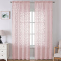 Lecloud Leia Blush Pink Sheer Curtains 120 Inches Long 2 Pcs, Living Room Curtains for Bedroom Decor Dining Room, Jacquard Leaf Textured Light Filtering Rod Pockets Drapes, Each Panel 52" W x 120" L