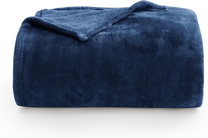 BEDELITE Fleece Blankets Queen Size Navy Blue Throw Blankets for Bed, Luxury Plush Cozy Fuzzy Blanket 90x90 inches, Super Soft Warm Lightweight Throw Blanket All Seasons Suitable