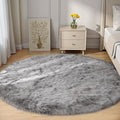 Goolela Grey Round Rug 5ft Gray Fluffy Fuzzy Furry Circle Carpet for Bedroom Living Room Faux Sheenpskin Fur Rug Plush Shaggy Washable
