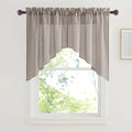 RYB HOME Linen Textured Swag Curtain Valance for Living Room, Half Privacy Airy Soft Breathable for Farmhouse, Kitchen, Cafe, Width 36 x Length 36, Birch Brown, 2 Panels