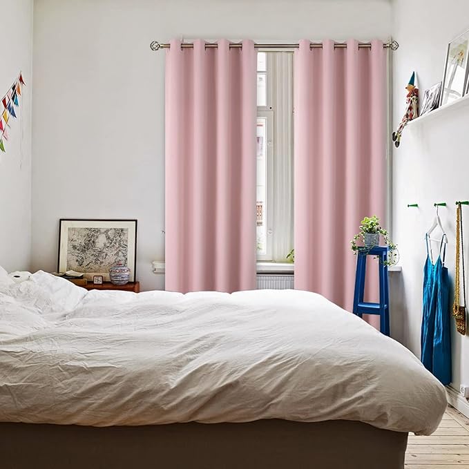 BGment Room Darkening Curtains 120 Inches Long - Grommet Thermal Insulated Drapes Window Treatment Curtains for Bedroom, 2 Panels, 52 x 120 Inch, Baby Pink