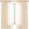 DWCN Beige Sheer Curtains Semi Transparent Voile Rod Pocket Curtains for Bedroom and Living Room, 60 x 63 inches Long, Set of 2 Panels