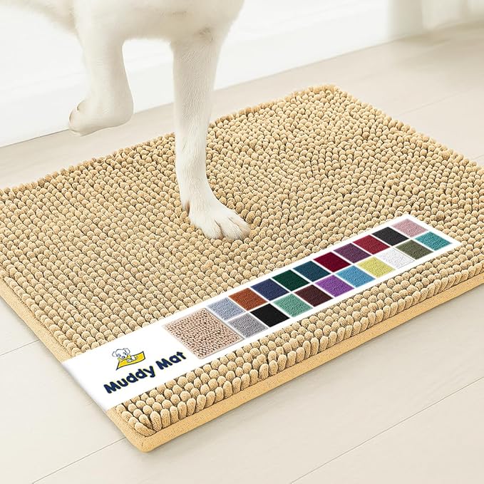 Muddy Mat® | Super Absorbent Door Mat Indoor, Microfiber Quick Dry Chenille Entryway Rug, Non-Slip Front Door Mat, Indoor Mats for Entryway, Machine Washable Pet Rug, Beige XXL 60"X48"
