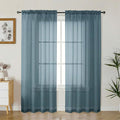 Gwine Sheer Curtains 72 Inch Length - Light Filtering Rod Pocket Window Curtain Panels for Bedroom, Elegant Soft Voile Living Room Sheer Drapes, Each 42Wx72L, 2 Panels, Dusty Blue