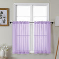 Gwine Lilac Sheer Kitchen Curtains 36 Inch Length, Light Filtering Voile Soft Airy Small Cafe Curtains, Short Window Curtain for Bathroom Basement, 42x36 inch, 2PCS