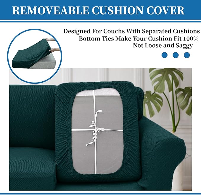 XINEAGE 2026 New 4 Pieces Couch Covers for 3 Cushion Couch Super Stretch Thick Soft Sofa Cover Anti Slip Sofa Slipcover Dogs Cats Furniture Protector (Blackish Green, 71"-91")