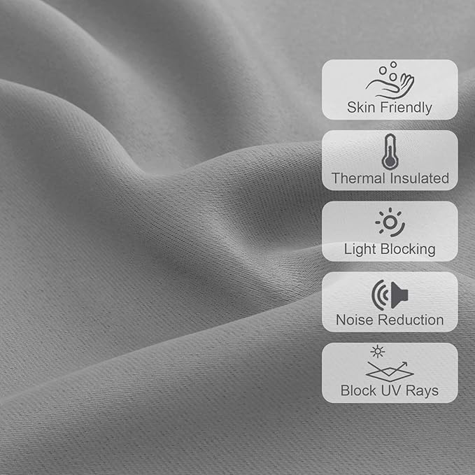 Chyhomenyc Silver Grey Valances for Window, Room Darkening Short Curtains for Kitchen Bedroom Living Room, Rod Pocket Top Small Window Treatment Valance RV Bunk Panels, 60Wx18L, 2 Pieces