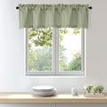 OWENIE Bob 1 PCS Green Valances for Windows, Faux Linen Textured Kitchen Window Curtains Valance for Bedroom Living Room, Modern Soft Airy Solid Rod Pocket Bathroom Cafe Curtain, 60Wx16L Inch