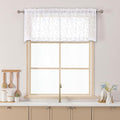 Chyhomenyc White Sheer Valances for Windows 18 Inch Length 2 Pcs, Light Filtering Leaf Textured Cafe Short Kitchen Curtains, Top Small Curtain for Living Room Bedroom Basement, 42" W x 18" L