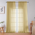 Gold Sheer Curtains for Bedroom Living Room 96 Inches Long 2 Panels, Modern Airy Soft Lightweight Rod Pocket Light Filtering Sheer Curtains Drapes, Gold, Each 59" Wx96 L Inch