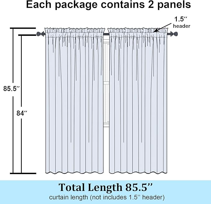 Simplebrand Sage Green Sheer Curtains 84 Inches Long, Light Filtering Rod Pocket Solid Color Window Sheer Curtain Panels, Elegant Curtains & Drapes for Living Room, Bedroom 2 Panels, 59" W x 84" L
