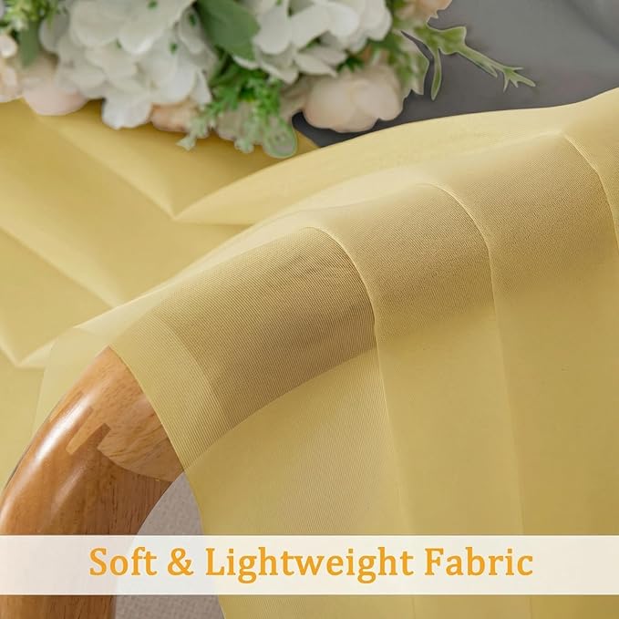 Gwine Sheer Curtains 84 Inches Long - Light Filtering Rod Pocket Window Curtain Panels for Bedroom, Elegant Soft Voile Living Room Sheer Drapes, Each 42Wx84L, 2 Panels, Yellow