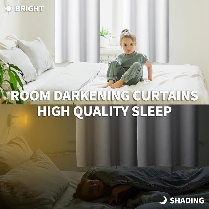 BGment Room Darkening Curtains 95 Inches Long - Grommet Thermal Insulated Drapes Window Treatment Curtains for Bedroom, 2 Panels, 52 x 95 Inch, Pure White