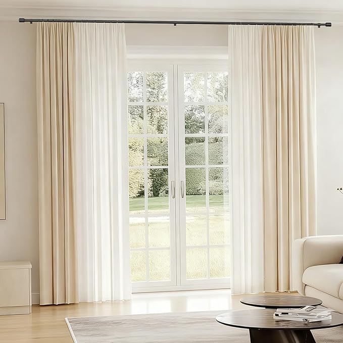 5/8” Diameter Curtain Rods 30-120 Inch, for 30-114 Inch Windows, Adjustable Splicing Black Curtain Rods for Windows with Brackets, Window Rod Long Small Curtains Rod