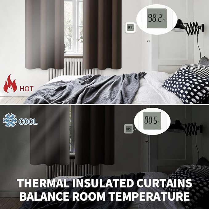 BGment Blackout Curtains for Living Room - Grommet Thermal Insulated Room Darkening Curtains for Bedroom, 2 Panels of 42 x 84 Inch, Brown