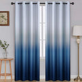 SimpleHome Ombre Room Darkening Curtains for Boys Bedroom, Light Blocking Gradient Grey White to Blue Thermal Insulated Grommet Window Curtains/Drapes for Living Room,2 Panels, 52x84 inches Length