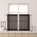 Chyhomenyc Chocolate Sheer Curtains 30 Inch Length, Light Filtering Leaf Tufted Textured Small Window Kitchen Curtain Over Sink, Short Half Window Curtains for Bathroom Basement, 30" Wx30 L, 2 Panels