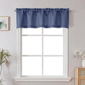 Chyhomenyc Blue Short Curtain Valance for Windows, Faux Linen Textured Half Window Curtains, Burlap Solid Topper Small Curtain for Bathroom Laundry Basement Valance, 60Wx16L Inch, 1 Piece
