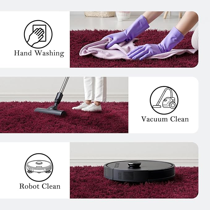 Rugs for Living Room 6x9, Alfombras para Salas Shag Large Plush Soft Area Rug, Shaggy Carpets for Bedroom, Kids Boys Girls Home Decor Aesthetic(Burgundy, 6 x 9)