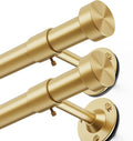 YaFex 2 Pack Heavy Duty Curtain Rods 32-150 Inch, 1 Inch Adjustable Gold Curtain Rod for Windows, Extra Long Window Treatment Rods Set with Aluminium Finials, Modern Design