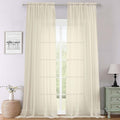 Lecloud Cream Sheer Curtains 120 Inches Long 2 Pcs, Rod Pockets Voile Living Room Curtains for Bedroom Decor, Light Filtering Farmhouse Drapes for Dining Room Windows, Each Panel 59" W x 120" L