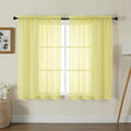 Gwine Sheer Curtains for Living Room 45 inch Length - Light Filtering Voile Window Curtain Panels for Bedroom, Soft Rod Pocket Sheer Curtain Drapes, Each 42Wx45L, 2 Panels, Lemon