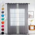 youleyar Solid Sheer Rod Pocket Curtain Voile Draperies 2 Panels White Beige Black Grey Coffee 52 Inch Width 54 Inch Long 1 Pair for Kitchen Bedroom Children Living Room Yard(Grey,52Wｘ54L)