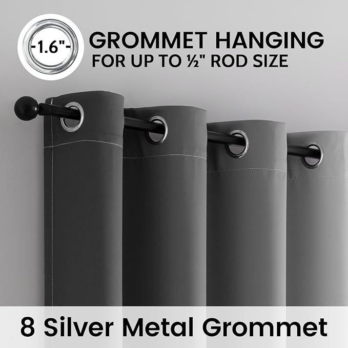 SimpleHome Ombre 100% Blackout Curtains for Bedroom, Full Light Blocking Black and Greyish White Curtains, Thermal Insulated Grommet Window Drapes for Living Room,2 Panels, 52x96 inches Length