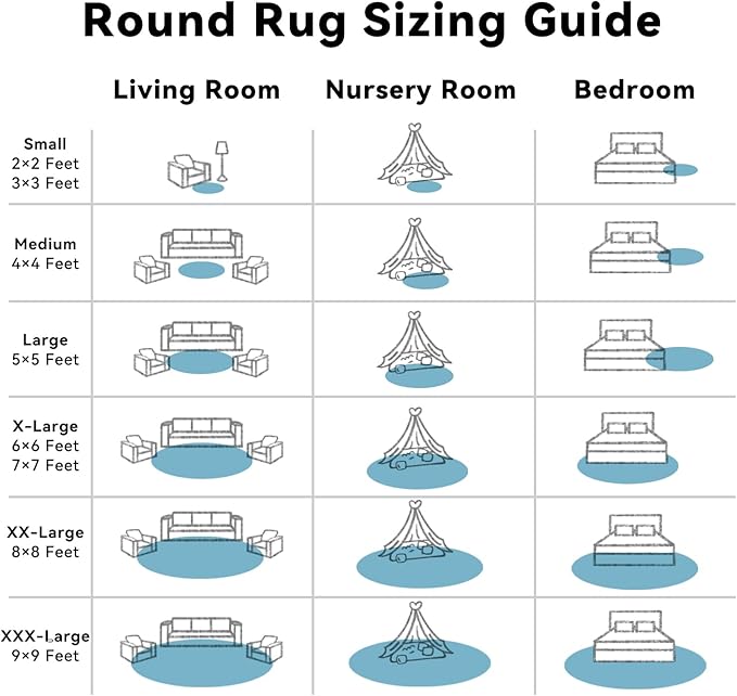 OLANLY Slate Blue Round Rugs for Bedroom - Machine Washable, 3 ft Circle Area Rugs for Living Room, Soft and Fluffy Shaggy Carpet for Teen Girl and Boys, Nursery Rooms, Dorms, Home Decor Aesthetic