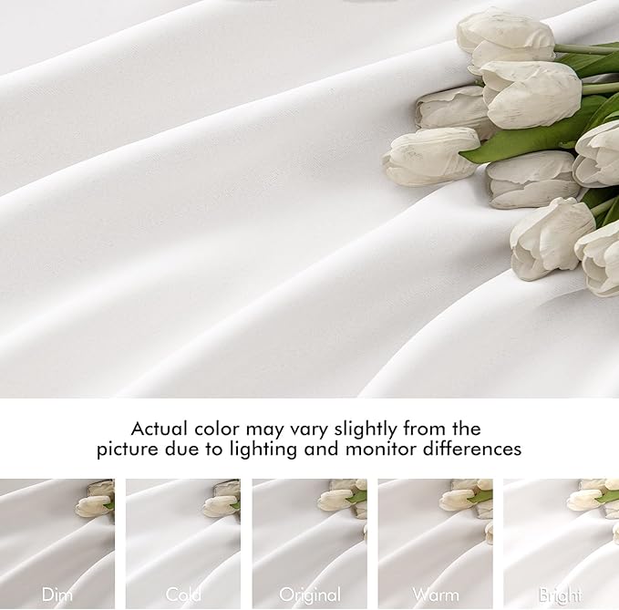 MIULEE Pure White Back Tab Blackout Curtains 90 Inches Long 2 Panels Set for Living Room Bedroom Privacy, Rod Pocket/Pinch Pleat Thermal Insulated Room Darkening Pleated Light Blocking Drapes