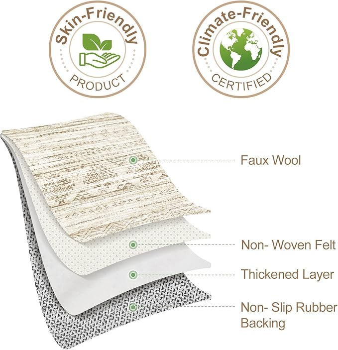 Nakagishi 7X9 Area Rug Living Room: Washable Boho Large Neutral Modern Soft Farmhouse Beige Rugs Stain Resistant Indoor Floor Non-Slip Carpet for Women Home Enthusiasts Aged 25-45 - Bedroom Room Decor