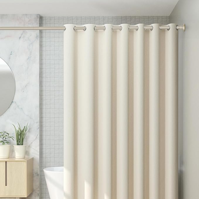 CorkLatta Brushed Nickel Shower Curtain Rod 31 to 92 Inch,1 Inch Diameter Adjustable Spring Tension Stainless Steel Telescoping Rod,Easy Install,No Rust
