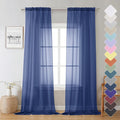 Lecloud Royal Blue Sheer Curtains 96 Inches Long 2 Panels, Farmhouse Voile Sheer Curtain for Windows, Soft Rod Pocket Transparent Curtains for Living Room Large Windows, Each Panel 42 X 96 Inch