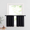 RYB HOME Cafe Blackout Curtains 24 inch Length, RV Curtains for Camper Windows, Mini Short Small Insulating Light UV Heat Blocking Privacy Half Window Tiers, Width 42 by Length 24, Black, 2 Panels